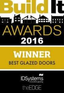 IDSystems Build It Awards 2016 Winner certificate for Best Glazed Doors, recognising award-winning bifold and sliding door expertise.