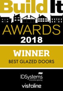 IDSystems Build It Awards 2018 winner certificate for best glazed doors, featuring innovative glazing solutions.